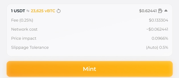Transaction fee details table
