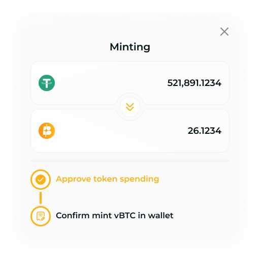 Confirm mint vBTC in wallet
